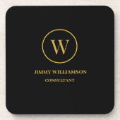 モノグラムモダン金ゴールドブラックビジネス コースター (正面)