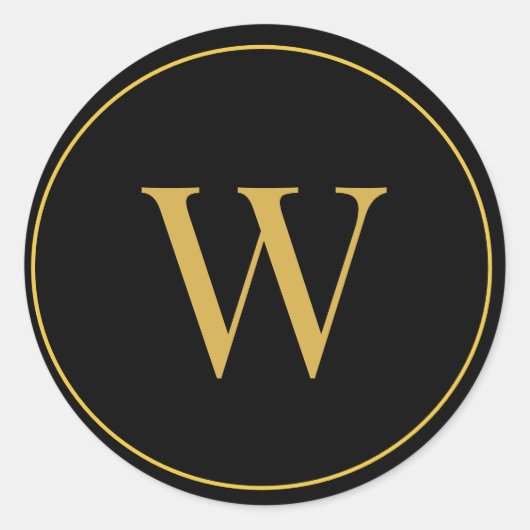 モノグラムモダン金ゴールドブラックビジネス ラウンドシール (正面)