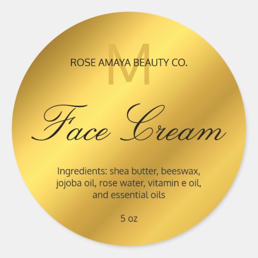 モノグラムモダン金ゴールド勾配美しいスパ化粧料 ラウンドシール (正面)