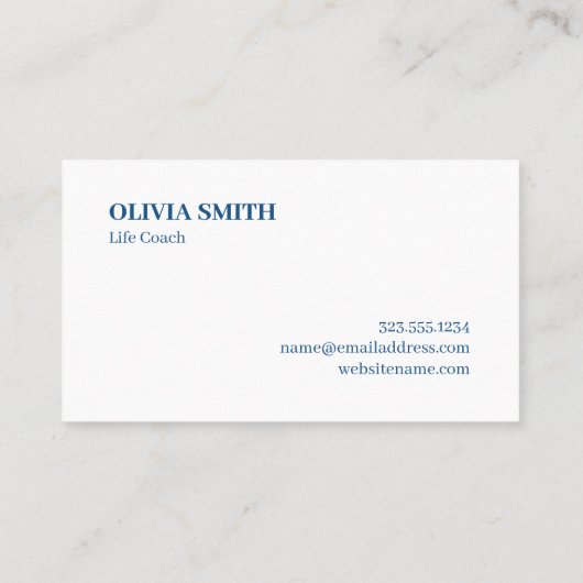 モノグラムモダン青オンホワイト水玉模様パターン 名刺 (裏面)