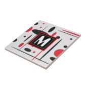 モノグラムモダン黒及び赤陶磁器タイル タイル (側面)