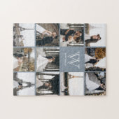 モノグラムモダン9フォトコラージュダスティブルー ジグソーパズル (横)