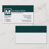 モノグラムモダン – ダークモスグリーンとホワイト 名刺 (正面/裏面)