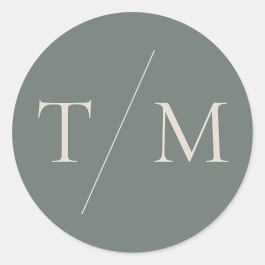 モノグラムモダン・モス結婚グリーンのシール ラウンドシール (正面)