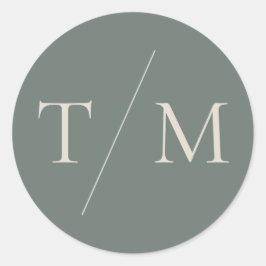 モノグラムモダン・モス結婚グリーンのシール ラウンドシール