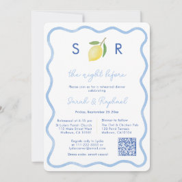 モノグラムモダン・レモ結婚ンのリハーサルディナー 招待状