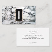 モノグラムモダン、白黒の大理石、石 名刺 (正面/裏面)