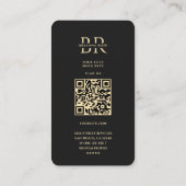 モノグラムモダンB美学フローラブラック金ゴールド 名刺 (裏面)