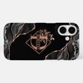 モノグラムモダンDブラックアガテマーブルバラ金ゴールド Case-Mate iPhoneケース (裏面 (横))