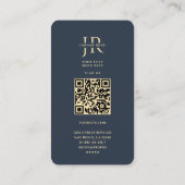 モノグラムモダンJフローラダークブルー金ゴールド 名刺 (裏面)