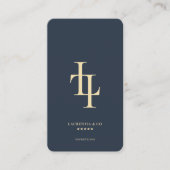 モノグラムモダンLダークブループロフェッショナルロゴ 名刺 (正面)