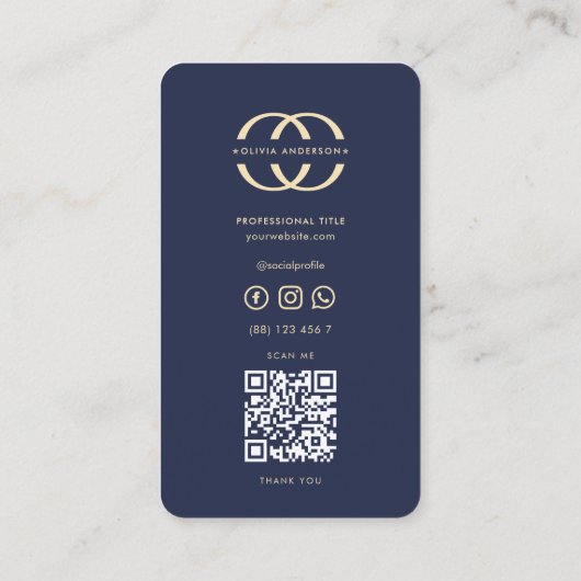 モノグラムモダンOロゴプロフェッショナルダークブルー 名刺 (裏面)