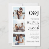 モノグラムモダンQRコード写真結婚の 招待状 (正面)