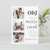 モノグラムモダンQRコード写真結婚の 招待状 (スタンド正面)