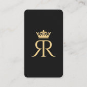 モノグラムモダンRクラウンブラックラグジュアリー 名刺 (正面)