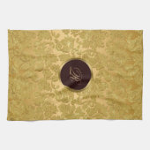 モノグラムモノクロ金ゴールドフローラマスク キッチンタオル (横)