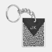 モノグラムモノクロLeopardプリント キーホルダー (正面左)