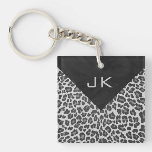 モノグラムモノクロLeopardプリント キーホルダー