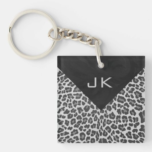 モノグラムモノクロLeopardプリント キーホルダー (正面)