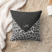 モノグラムモノクロLeopardプリント クッション (ブランケット)
