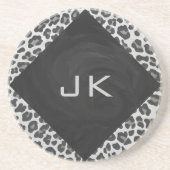 モノグラムモノクロLeopardプリント コースター (正面)