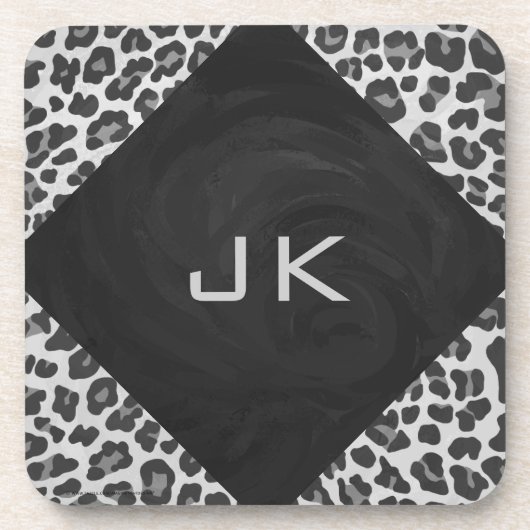 モノグラムモノクロLeopardプリント コースター (正面)