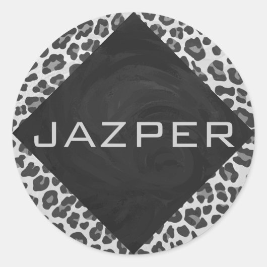 モノグラムモノクロLeopardプリント ラウンドシール (正面)