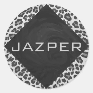 モノグラムモノクロLeopardプリント ラウンドシール