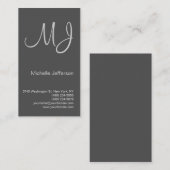 モノグラムユニークグレイエレガント名刺 名刺 (正面/裏面)