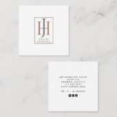 モノグラムユニークタイポグラフィのロゴの呼び出しカード スクエア名刺 (正面/裏面)