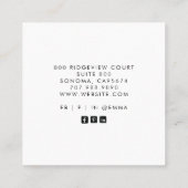 モノグラムユニークタイポグラフィのロゴの呼び出しカード スクエア名刺 (裏面)