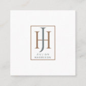 モノグラムユニークタイポグラフィのロゴの呼び出しカード スクエア名刺 (正面)