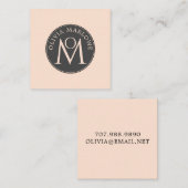 モノグラムユニークブラッククリーム呼出しカード スクエア名刺 (正面/裏面)