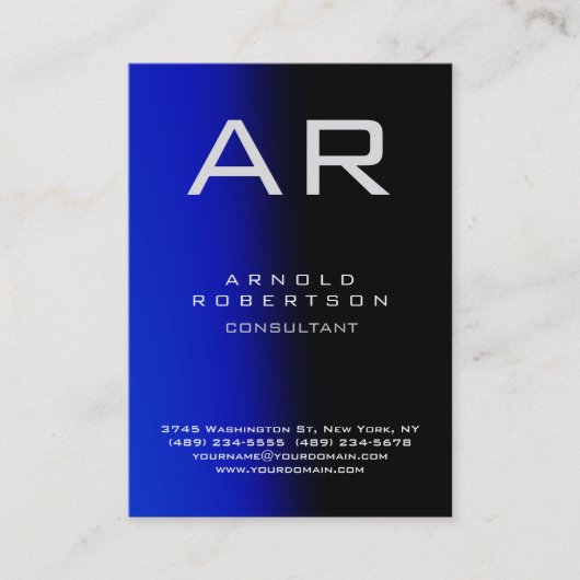 モノグラムユニークブルーブラックビジネスカード 名刺 (正面)