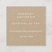 モノグラムユニークミニマルタイポグラフィホワイトイニシャル スクエア名刺 (裏面)