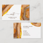 モノグラムユニーク抽象芸術ボホテラコッタ金ゴールド 名刺 (正面/裏面)