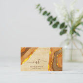 モノグラムユニーク抽象芸術ボホテラコッタ金ゴールド 名刺 (スタンド正面)