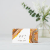 モノグラムユニーク抽象芸術ボホテラコッタ金ゴールド 名刺 (スタンド正面)