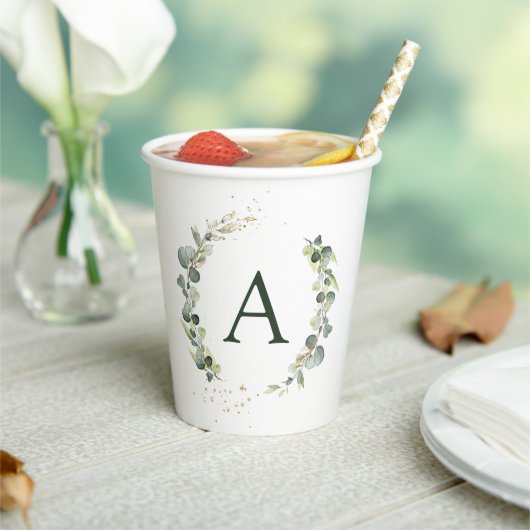 モノグラムユーカリプトゥスグリーンホワイトボタニカル 紙コップ (インサイチュ)