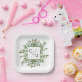 モノグラムユーカリプトゥダースブラウニー ペーパープレート (パーティー)