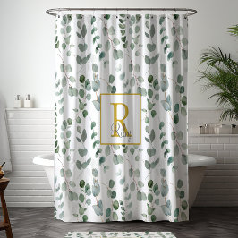 モノグラムユーカリ模様 シャワーカーテン