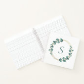 モノグラムユーカリ緑の金ゴールドグリッターリース ノートブック (内部)