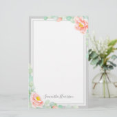 モノグラムユーカリ葉スピーニーフローラピーチグレイ 便箋 (スタンド正面)