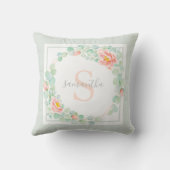 モノグラムユーカリ葉スピーニーフローラピーチセージ クッション (裏面)