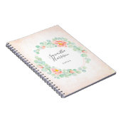 モノグラムユーカリ葉スピーニーフローラピーチセージ ノートブック (右側)