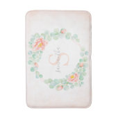 モノグラムユーカリ葉スピーニーフローラピーチセージ バスマット (正面縦)