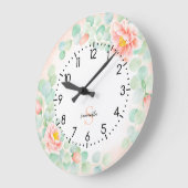 モノグラムユーカリ葉スピーニーフローラピーチセージ ラージ壁時計 (傾斜)