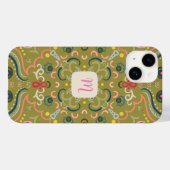 モノグラムライトグリーンカラフル&x Case-Mate iPhoneケース (裏面 (横))