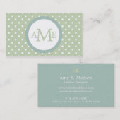 モノグラムライトグリーン白水玉模様名刺 名刺 (正面/裏面)