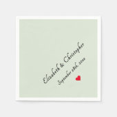 モノグラムライトセージ緑のウェディングパーティーカクテル スタンダードカクテルナプキン (正面)